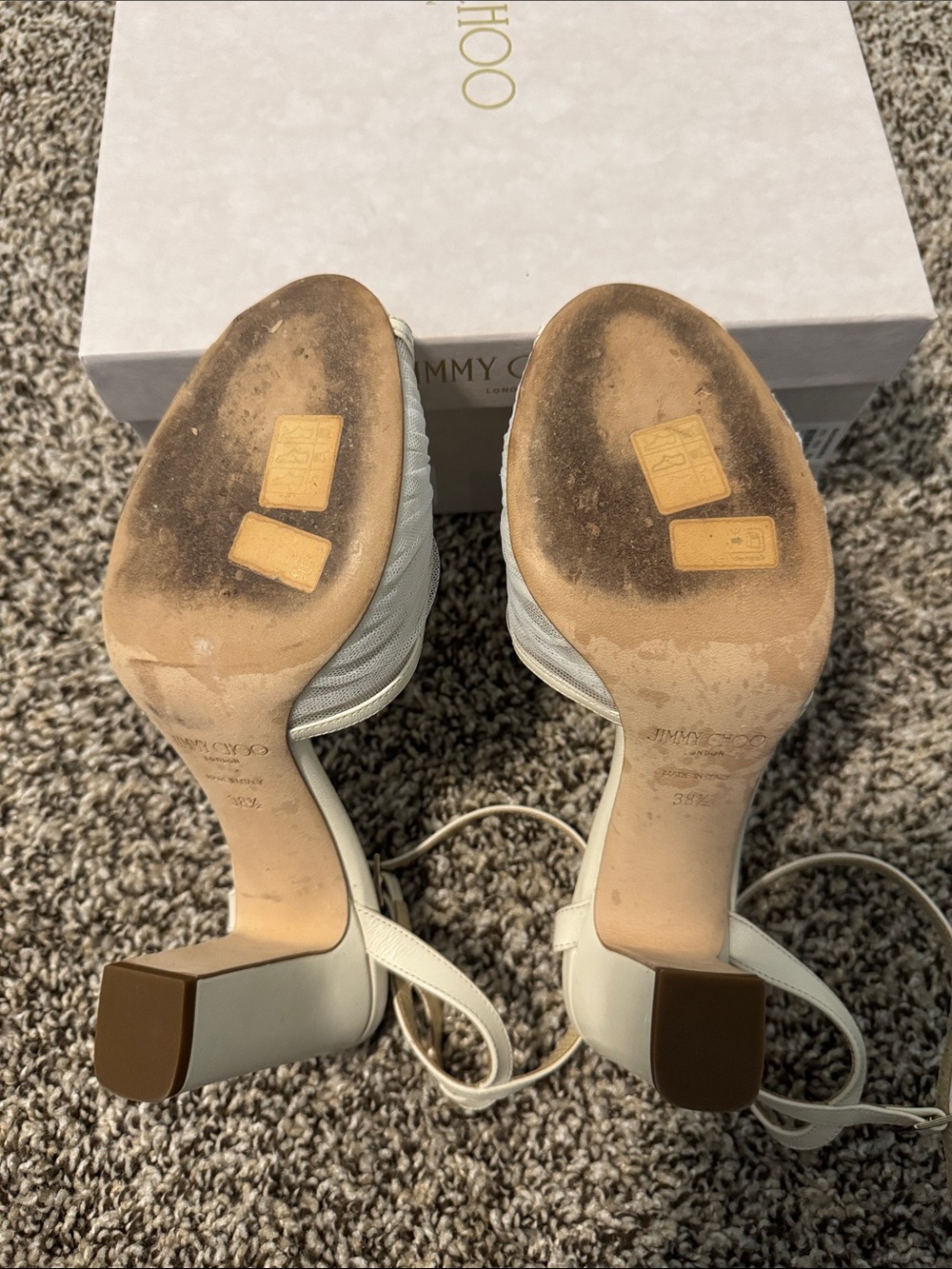 Jimmy Choo Sacaria Tulle Pearly Ankle-Strap Sandals - Picture 5 of 15